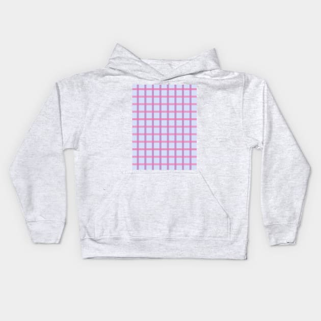 Retro geometric grid pattern in light blue, pink and lavender Kids Hoodie by Natalisa